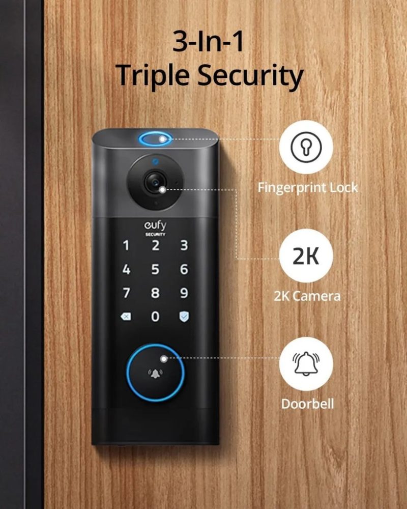 Eufy Video Smart Lock FingerPrint & Wi-Fi - Black - Image 2