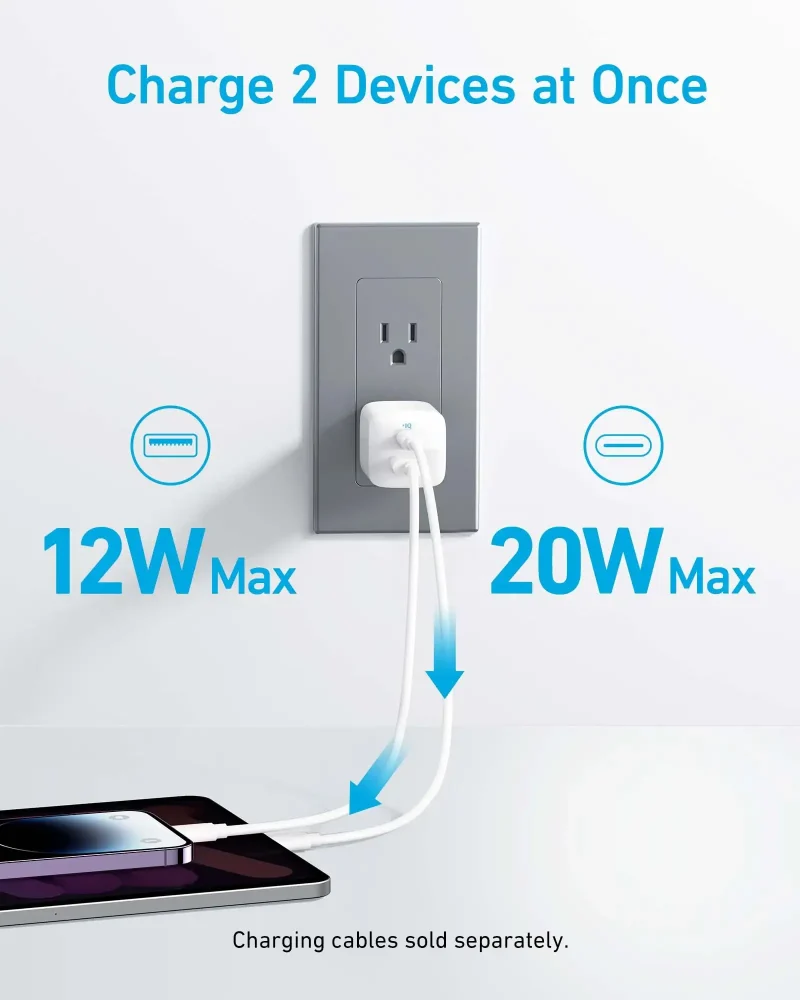Anker 323 Charger 33W-Dual Port C+USB - White - Image 4