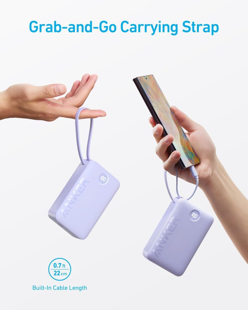 Anker Power Bank(20,000mAh,Built-In USB-C Cable) - Image 4