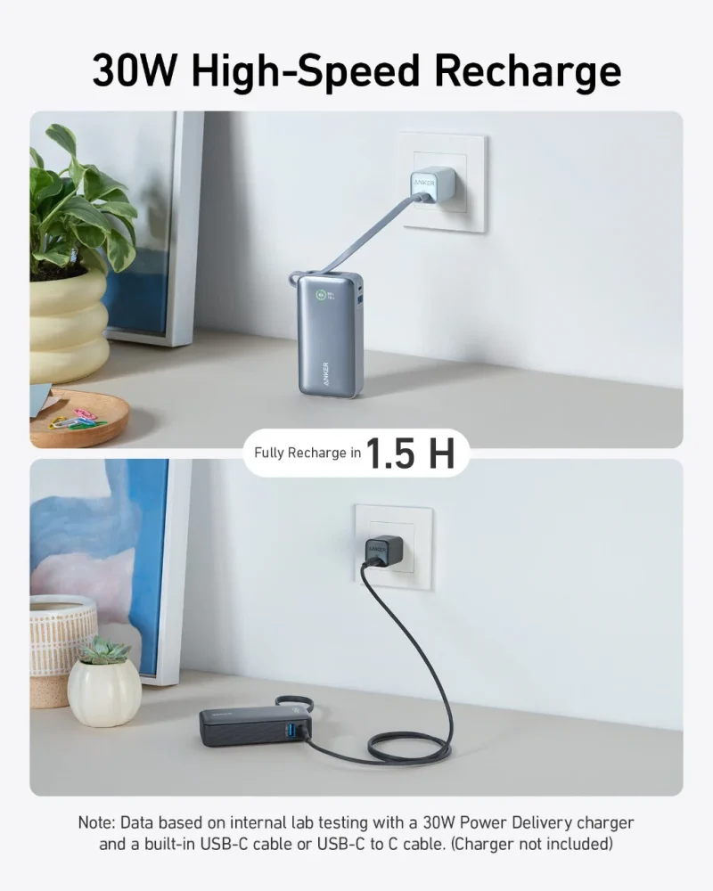 Anker Nano Power Bank(30W,Built-In USB-C Cable) - Image 5