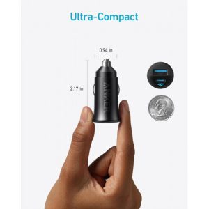 Anker Ultra-Compact Dual-Port Car Charger (30W) – Black