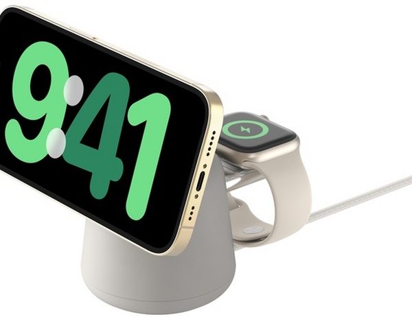 Belkin Boost Charge Pro 2-in-1 Wireless Charging Dock with MagSafe - Sand