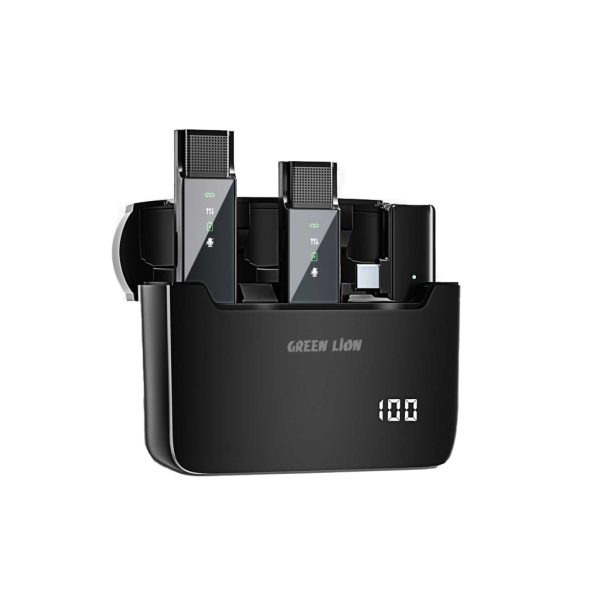 Green Lion 2 IN 1 Digital Display Microphone Type-C - Black