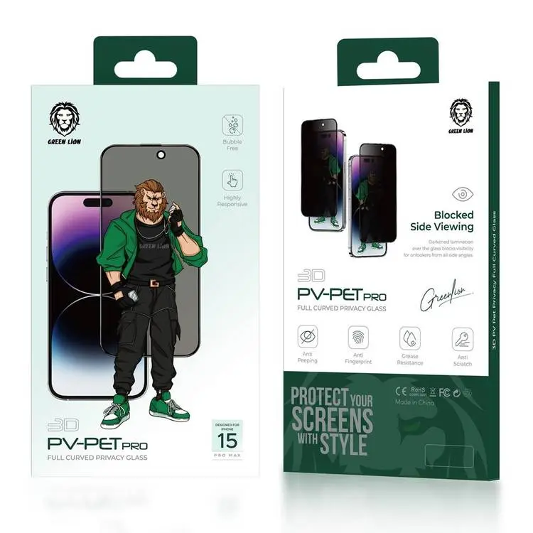 Green Lion 3D PET Pro Privacy Screen Protector for iPhone 15 Pro Max - Black - Image 2